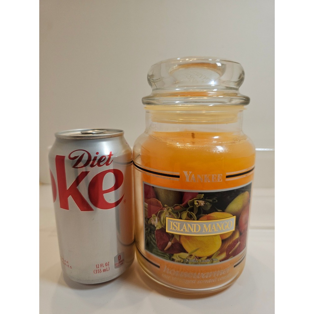 Yankee Candle Island Mango Large 22 oz Fruit BLACK BAND Glass RETIRED New - Picture 5 of 5